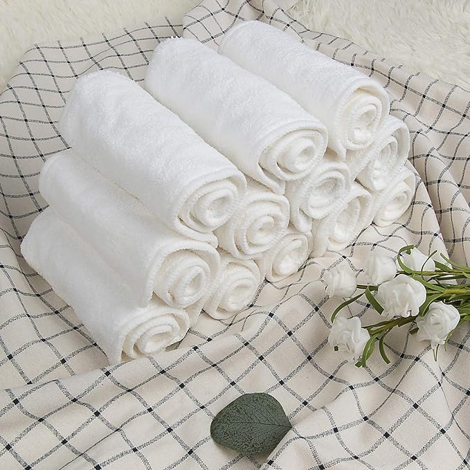 ALVABABY 12pcs Microfiber Inserts,Soft Cloth Diaper Liner,3-Layer Absorbent Inserts,Reusable for Baby Cloth Diapers 12T