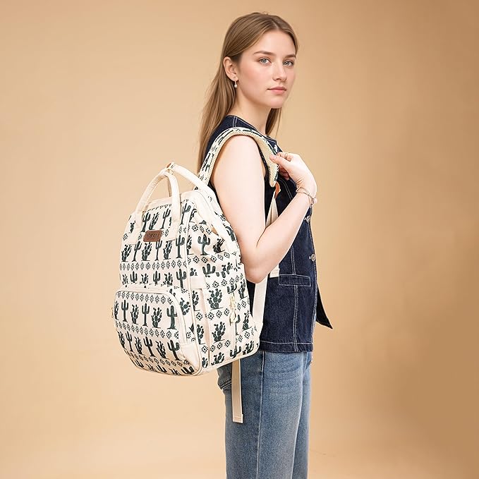 Wrangler Diaper Bag Backpack Aztec Travel Backpack Purses Western Multi-Function Baby Bags for Mom with Waterproof Insulated Pockets