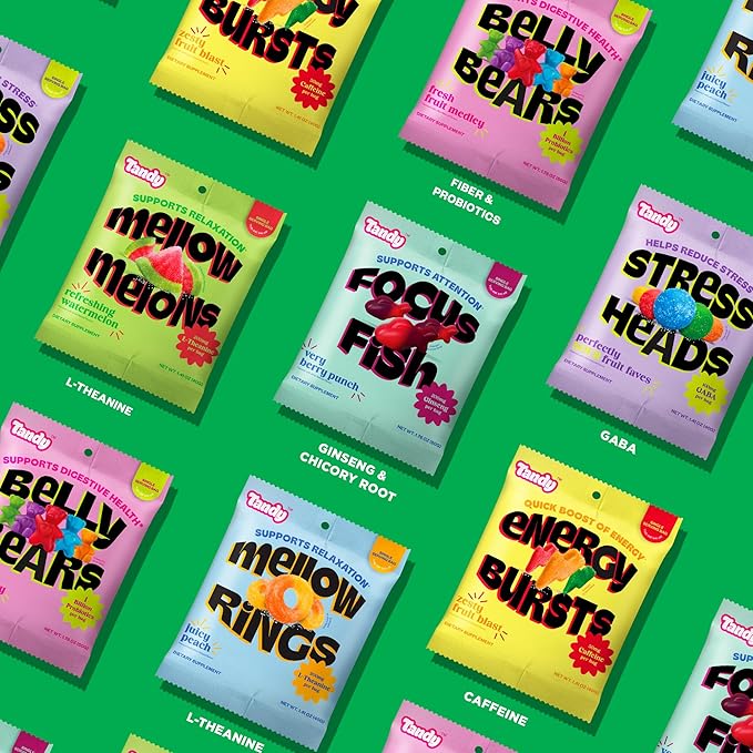 Tandy Mellow Melons L-Theanine Gummies I Relaxation Gummy with Refreshing Watermelon Flavor I Calming Gummies for Adults I Gluten-Free Fast-Acting Dietary Supplement Gummy I 6-Pack