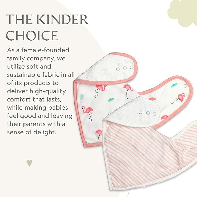 Bamboo Little Baby Bibs (Pack of 2) - Bibs with Adjustable Snaps- Absorbent Terry Backing