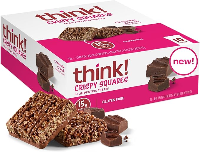Think! High Protein Crispy Squares Chocolate Crunch Treat (10 Pack)