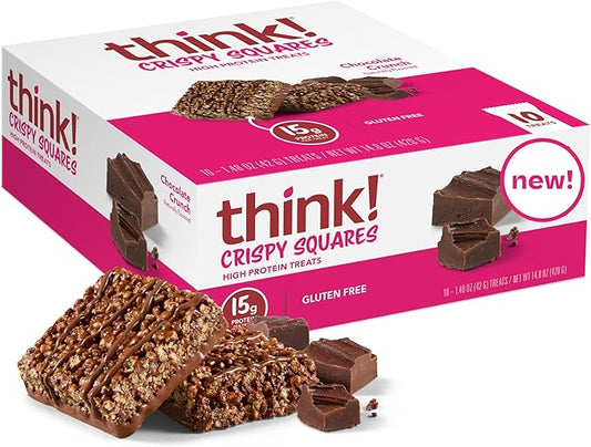 Think! High Protein Crispy Squares Chocolate Crunch Treat (10 Pack)