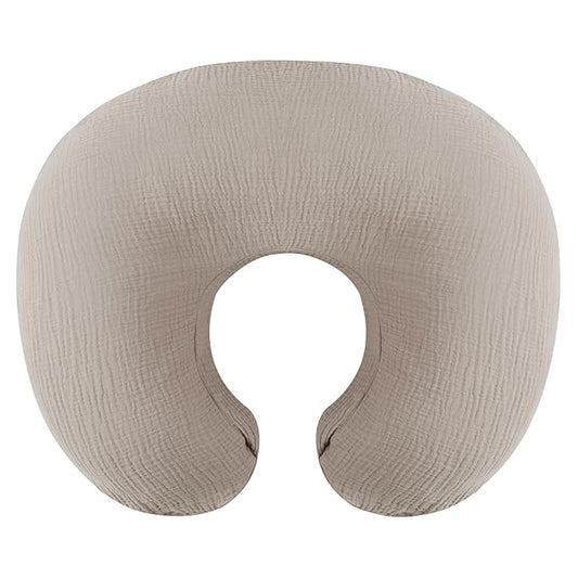 Onacosht Muslin Nursing Pillow Cover Soft 100% Cotton Feeding Pillow Slipcover Fits Standard Infant Nursing Pillow for Baby Boy and Girl, Fog