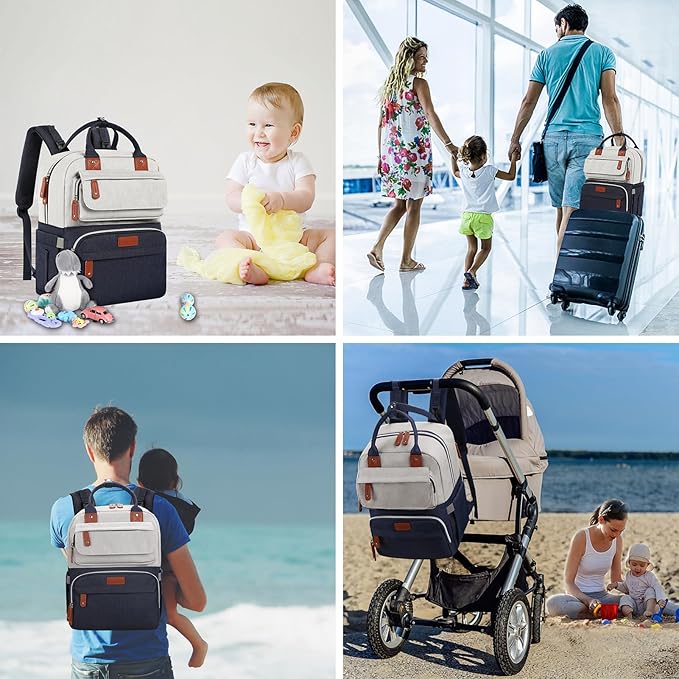 Diaper Bag Backpack, Baby Boy Diaper Bag, Unisex Large Baby Bag for Mom, Waterproof Baby Essentials Travel Diaper Backpack with Insulated Pockets and Stroller Straps