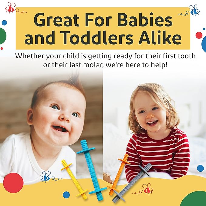 Hollow Teething Tubes - Baby Teething Toys for Babies 0-6 Months, Teething Toys for Babies 6-12 Months - Baby Teether, Teething Straws, Teething Sticks (4 Pack)