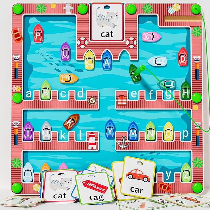 Magnetic Alphabet Maze,Montessori Magnetic Maze Board,Alphabet Puzzle Toddler Toys for Ages 2-4,Toddler Preschool Learning Toys
