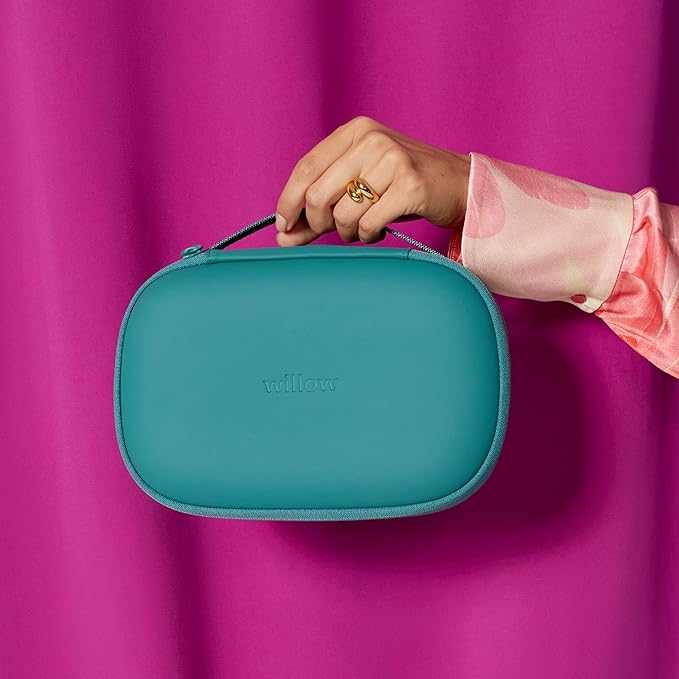 Willow Breast Pump Carrying Case, Teal, Use with Hands Free Wearable Breast Pumps, Ultra Durable Hard Shell Breast Pump Case with Removable Tray, Compact and Discreet