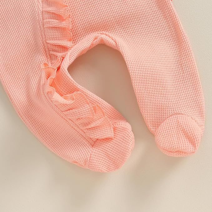 Newborn Girl Clothes Baby Girl Coming Home Outfit Zipper One-piece Outfits Ruffle Footie Bodysuit Jumpsuit Headband