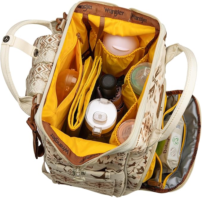 Wrangler Diaper Bag Backpacks Western Backpack Purses Multi-function Baby Bags for Mom with Waterproof Changing Pad & Pacifier Case
