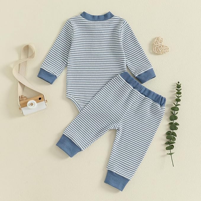 CIYCUIT Newborn Baby Boy Clothes Ribbed Knit Long Sleeve Bodysuit Pants 2-Piece Fall Winter Outfits