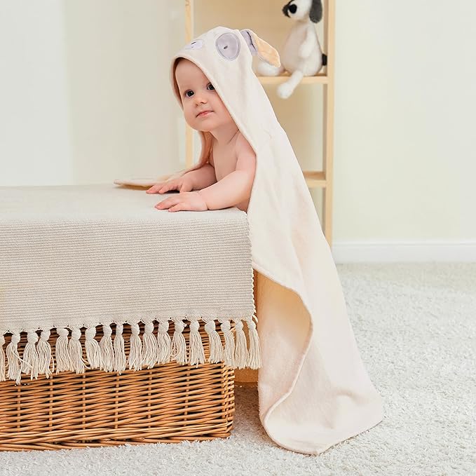 Mooreeke 2 Pack Baby Towels - 100% Cotton Baby Hooded Towels - Soft Baby Bath Towels with Hood for Newborn - Comfort Towels for Baby Girls and Boys - Animal Shaped Design (Puppy & Koala)