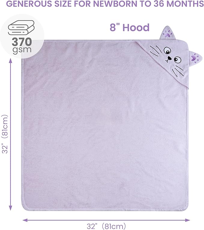 Mooreeke 2 Pack Toddler Towels - 100% Cotton Toddler Hooded Towels - Soft Baby Bath Towel with Hood for Newborn - Comfort Towel for Baby Girls and Boys - Animal Shaped (Puppy & Cat)