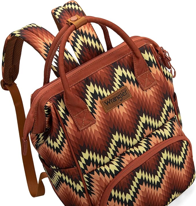 Montana West Wrangler Aztec Callie Diaper Bag Backpack with Stroller Straps Multifunction Baby Travel Bag WG2211-9110BR