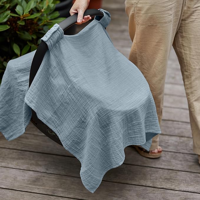 Car Seat Cover Baby - Organic Cotton - Carseat Covers Baby - Carseat Cover - Car Seat Canopy - Carseat Canopy - 100% Muslin Cotton, 43" x 32" (Tradewinds)