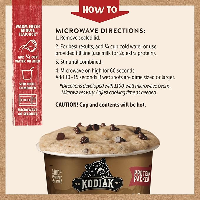 Kodiak Cakes Pancake On The Go, Chocolate Chip & Maple, 2.29 Oz (Pack Of 12)