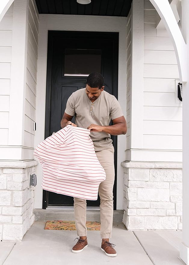 Baby Car Seat Cover Canopy and Nursing Cover Multi-Use Stretchy 5 in 1 Gift Cinnamon by Copper Pearl