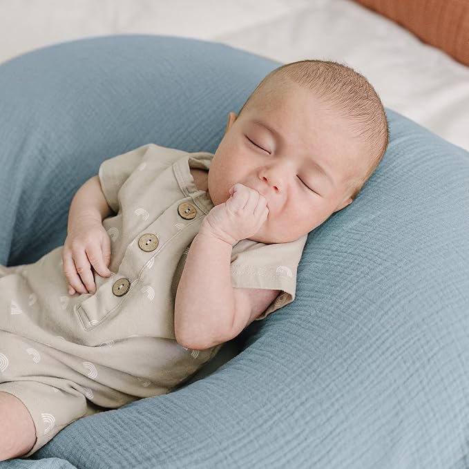 Konssy Muslin Nursing Pillow Covers, 100% Cotton Soft & Adorable Covers for Breastfeeding Pillows, Slipcovers for Newborn Baby Boys & Girls