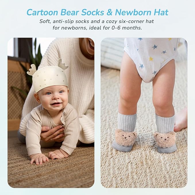 10PCS Baby Gift Sets, Baby Gift Basket for Boys Girls, Gender Neutral Gifts, Baby Bath Sets for New Baby, Rattle Swaddle Blanket Baby Gifts for Boys Girls