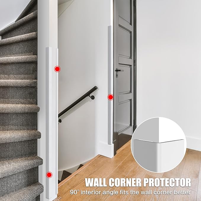 Frychee Wall Corner Protector, Walls Edge Protector,Self-Adhesive Wall Corner Guards,PVC Double Side Edge Protector, Furniture Stairs Guard (2, 2.5x90cm/0.98x35.4in)