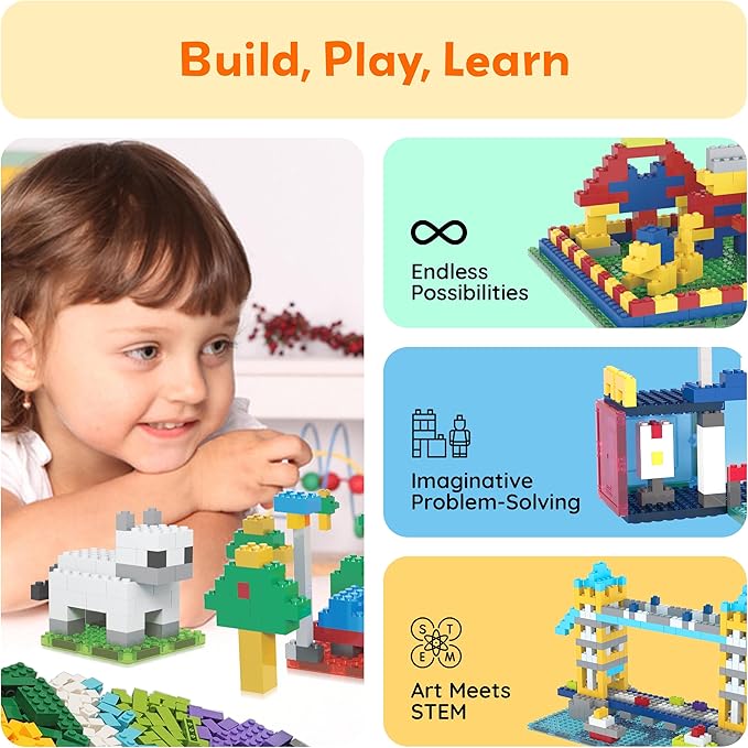 PicassoTiles 1016pcs Magnetic Tile & Building Brick Combo Construction STEM Toy Magnet Tiles for Creative Play Educational Toys for 3+ Large Bricks for Toddlers Compatible with Major Brands PTS1016