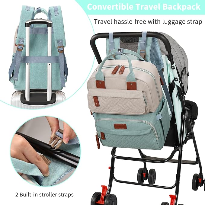 Diaper Bag Backpack, Baby Diaper Bag for Girls Boys, Multipurpose Baby Backpack for Women, Large Baby Essentials Travel Bag with Insulated Pockets and Stroller Straps