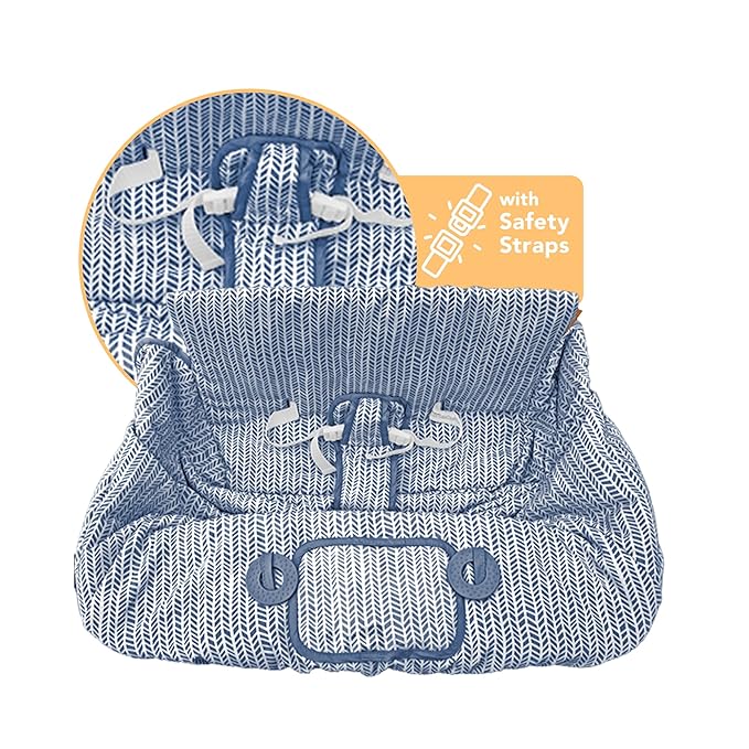 2-in-1 Cushy High Chair Cover and Shopping Cart Cover for Baby, Comfortable Cover for Grocery Cart, Universal Fit Cart Cover for Babies, Includes Storage Pouch - Blue Little Arrows