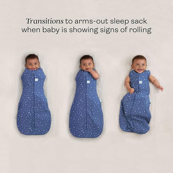 ergoPouch Cocoon Swaddle Sack 0.2 TOG - Baby Sleep Sack, Gentle Snug Fit Helps Calm Startle Reflex, Ideal for Arms In/Out Sleeping, Soft Breathable Fabric for Better Sleep (3-6 Months, Night Sky)