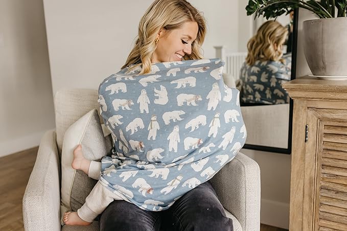 Copper Pearl Multi-Use Cover: Car Seat Covers, Nursing Cover, and Stroller Cover for Sun - Stretchy Fabric, All-Season Use, Stylish Designs, Easy Access for Moms - Polar