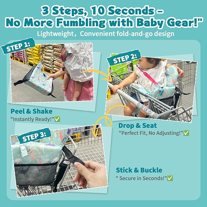 Premium Baby Shopping Cart Cover & High Chair Seat Protector - Universal Fit for Grocery Carts, Restaurant Chairs,Restaurant Seats, and Park Swings-Girl & Boy(Ocean Blue)