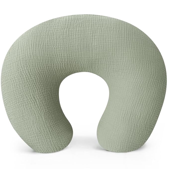 Konssy Muslin Nursing Pillow Covers, 100% Cotton Soft & Adorable Covers for Breastfeeding Pillows, Slipcovers for Newborn Baby Boys & Girls