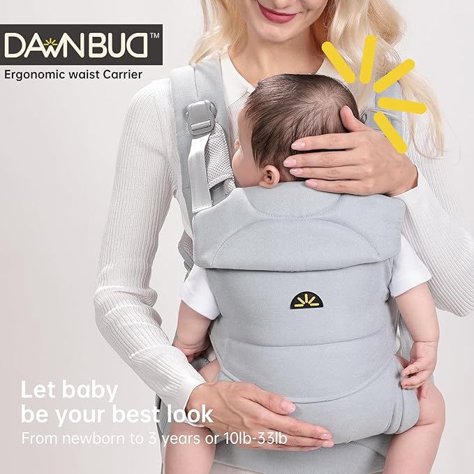 Baby Carrier for Newborns to Toddlers, Adjustable, Ultra-Soft and Weightless, Ergonomic Baby Carrier with Head Support, Baby Travel Gear, Baby Essentials (Blue)