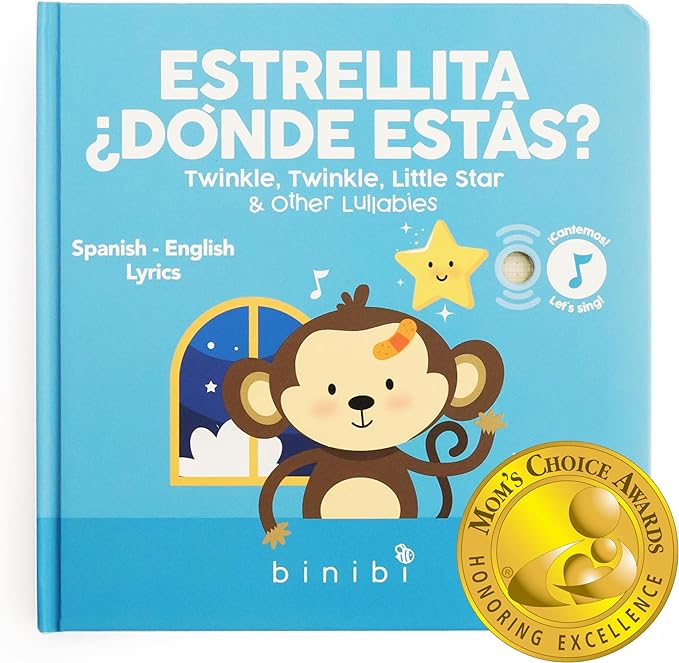 Binibi Spanish Musical Book for Toddlers 1-3 Estrellita ยฟDรณnde Estรกs? & Other Nursery Rhymes | Spanish Learning for Kids | Bilingual Children's Sound Book | Libro en espaรฑol para bebรฉs