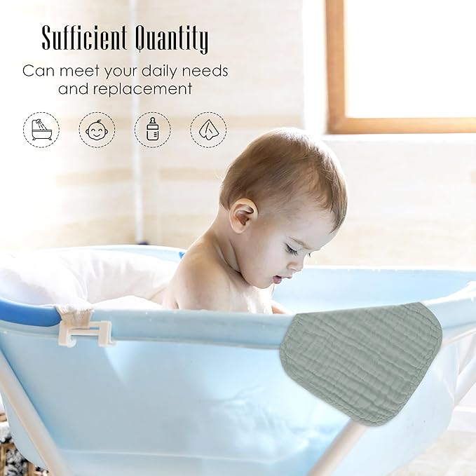 Baby Washcloths -100% Cotton Muslin Soft Baby Bath Wash Cloths and Absorbent Baby Wipes for Newborns Kids Girls and Boys - 12 Pack, 12x12 Inches - Green