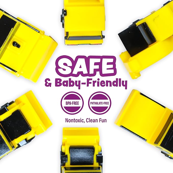 Tub Works® Construction™ Trucks Mold Free Bath Toys, 6 Pack | Sealed, No Hole Bath Toys Design Keeps Moisture Out | Soft, Squeezable & Float on Water | Baby & Toddler Bathtub Toys | Baby Pool Play