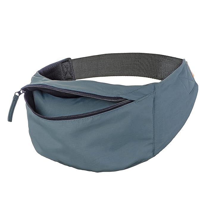 Baby Tula Lite Ripstop Nylon Compact Baby Carrier, Lightweight and Ergonomic Carrier for Travel w/Convenient Storage Hip Pouch, Multiple Carrying Positions for Babies 12lbs to 30lbs - Slate (Blue)