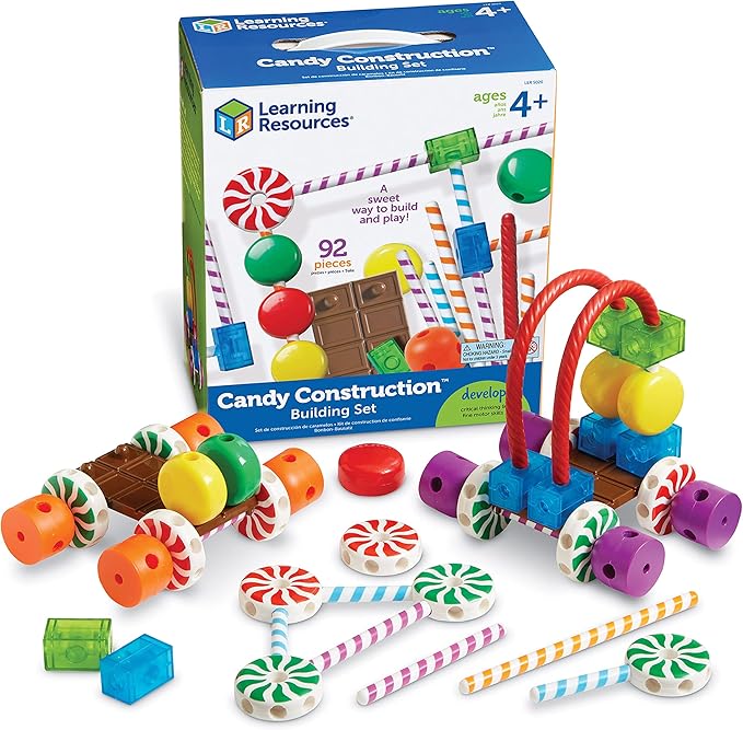 Learning Resources Candy Construction Building Set - 92 Pieces, Ages 4+ Toddler Learning Toys, Fine Motor Building Toy, Preschool Toys, STEM Toys