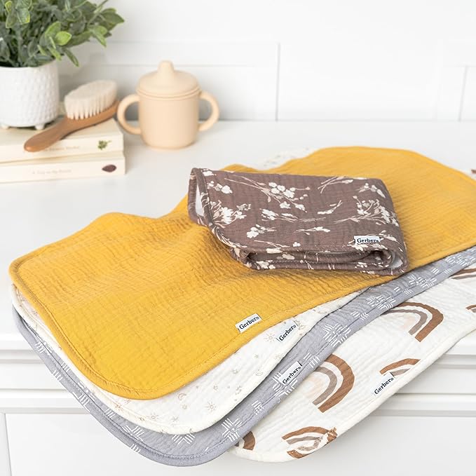 Gerber Baby Unisex Muslin Burp Cloths 5-Pack, Multi Rainbow, Large Size 20" x 10"