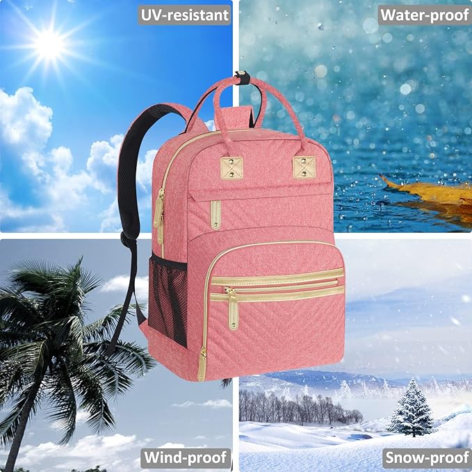 Baby Diaper Bag Backpack Tote for Women Large Capacity with Insulated Pockets Multifunctional Waterproof Diaper Bags For Baby Girl Boy Mama Maternity Travel Bag Pink