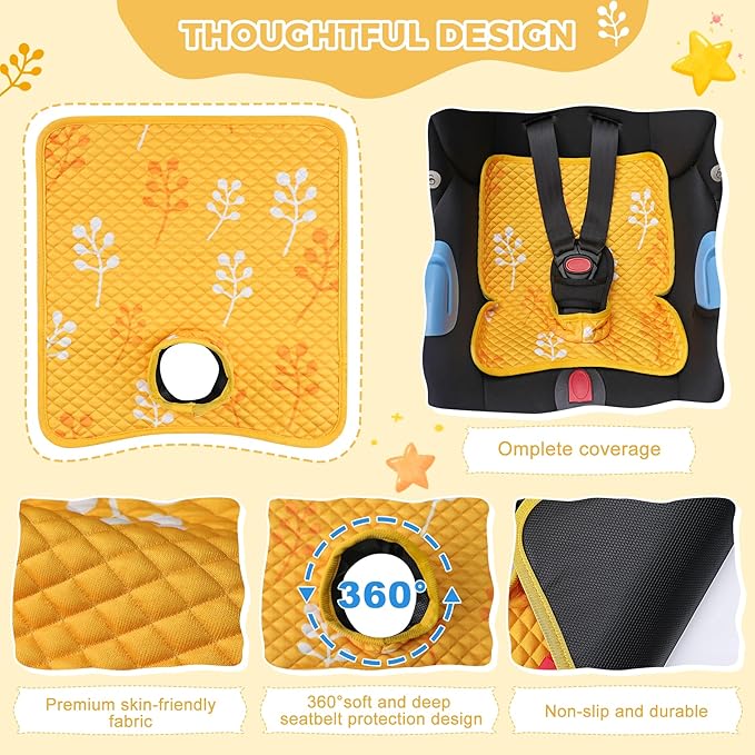 Car Seat Protector for Potty Training, 2 Pack Waterproof CarSeat Liner Toilet Training for Baby Infant Toddler, Dry Seat Piddle Pads Cover for Strollers (Yellow)