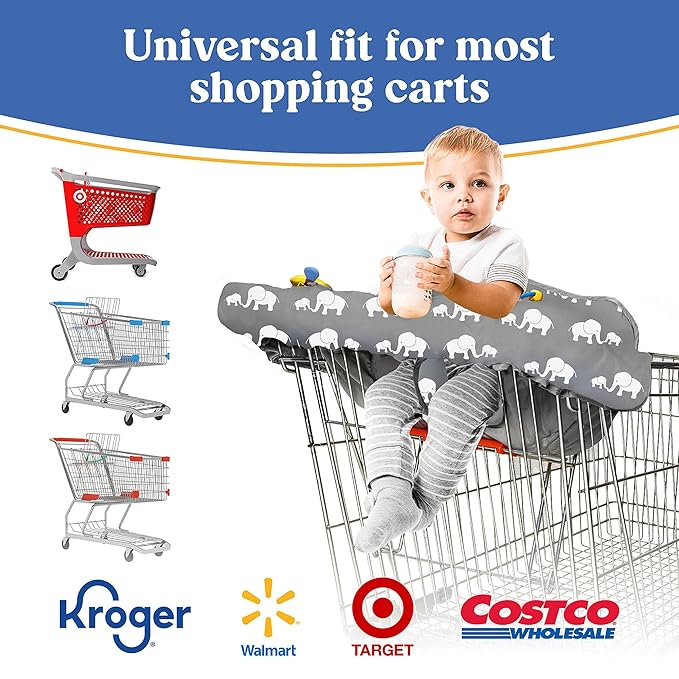 PILLANI Shopping Cart Cover for Baby, High Chair Cover for Restaurant Seat - Grocery Cart Cover for Baby Girl and Boy, Comfortable Cotton Buggy Covers for Babies - Padded Toddler Shopping Cart Cover
