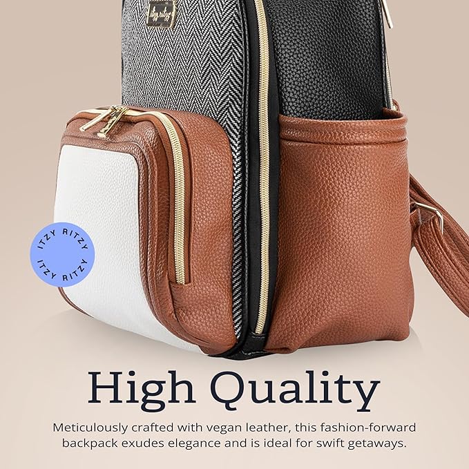 Itzy Ritzy Unisex Baby Mini Plus Diaper Bag, Coffee & Cream