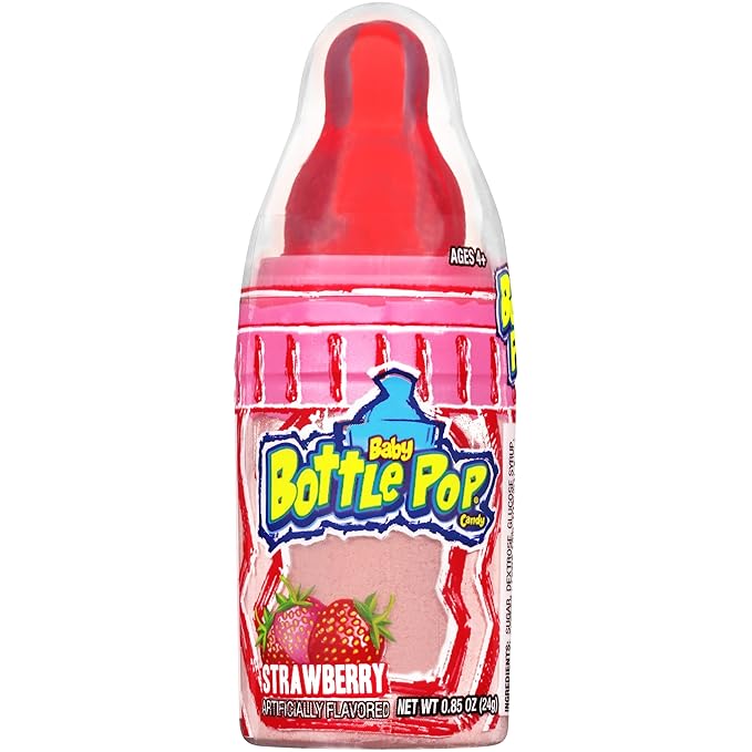 Baby Bottle Pop Candy Lollipop, 18 Ct Bulk Lollipops with Dipping Powder in Assorted Fruity Flavors, Full Size, Individually Wrapped Hard Candy For Gender Reveal, Baby Showers, Goodie Bags & Parties