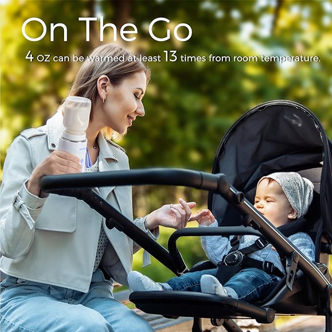 Portable Bottle Warmer Travel Baby Bottle Warmer for Breastmilk On The Go Travel Bottle Warmer Leak-Proof 2 Modes Fast Heating Three 3800mAH Battery Capacity to Meet Your All-Day Needs