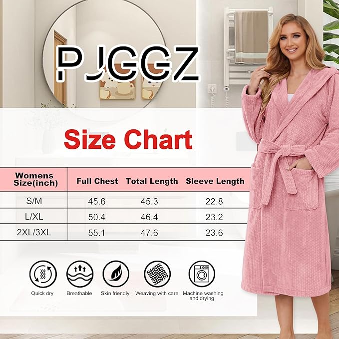 Hooded Bathrobes for Women, Soft Long Towel Robes for Women - Quick Dry yet Warm