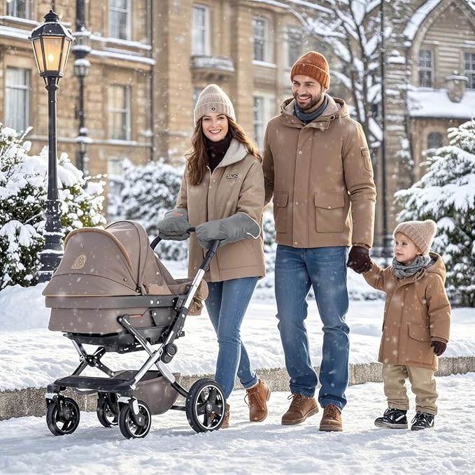 Zooawa Stroller Gloves, Universal Stroller Hand Muff with Warm Polar Fleece, Baby Stroller Gloves with Vel-cro Design, Waterproof and Snowproof Stroller Mittens for Stroller Accessories, Gray