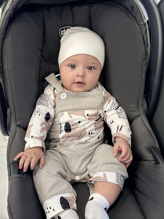 Baby Boy Clothes Long Sleeve Animal Plaid Romper + Overalls Infant Boy Clothes 2PCS Fall Winter Outfits