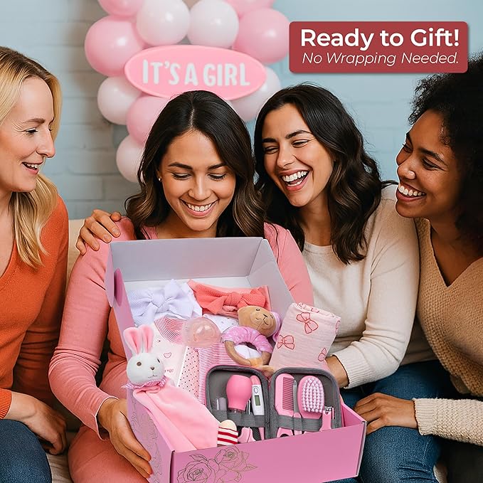 Baby Shower Gift Set, Baby Grooming kit, Baby Clothes, Baby Rattle, Baby Blanket, Swaddle, Pacifier, Gifts for New Baby Girl, Newborn Essentials, Baby Gift Set (Ultimate 24 PC)