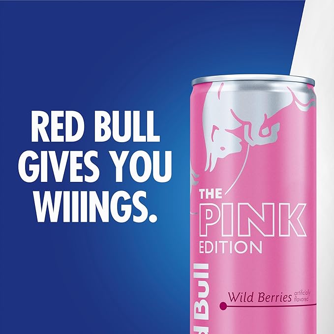 Red Bull Pink Edition Energy Drink, Wild Berries, 12 fl. oz., 6 x 4 Cans, Pack of 24 Cans, with 80mg Caffeine, Taurine & B Vitamins