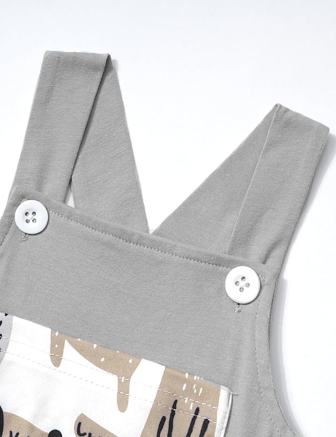 Baby Boy Clothes Long Sleeve Animal Plaid Romper + Overalls Infant Boy Clothes 2PCS Fall Winter Outfits