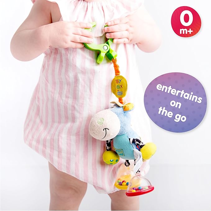 Playgro Dingly Dangly Clip Clop - Melodic Infant Rattle Toy for 0+ Months with Stroller Clip, Car Seat Charm, & Crib Hanger - Engaging Developmental Fun for Newborns - Hanging Toys for Babies
